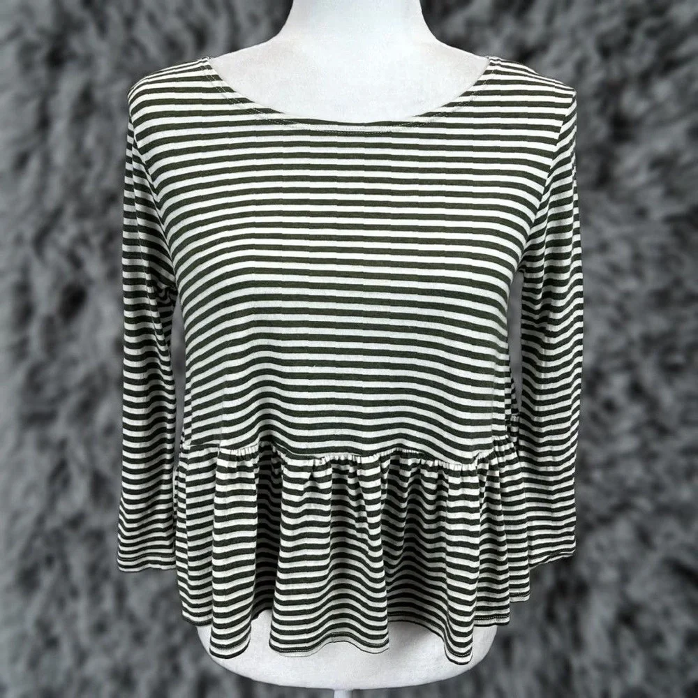 Free People We The Free Peplum Striped Top Boho Knit XS NWOT